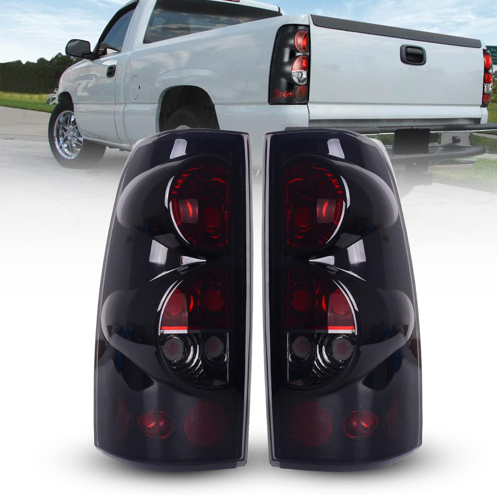 TEMU Taillights Truck Accessories For 1999-2006 For Chevy Silverado 1500 2500 3500 2007 Classic, For 1999-2002 For Sierra 1500 2500 3500 Driver And Passenger Side Tail Lights Black/smoke
