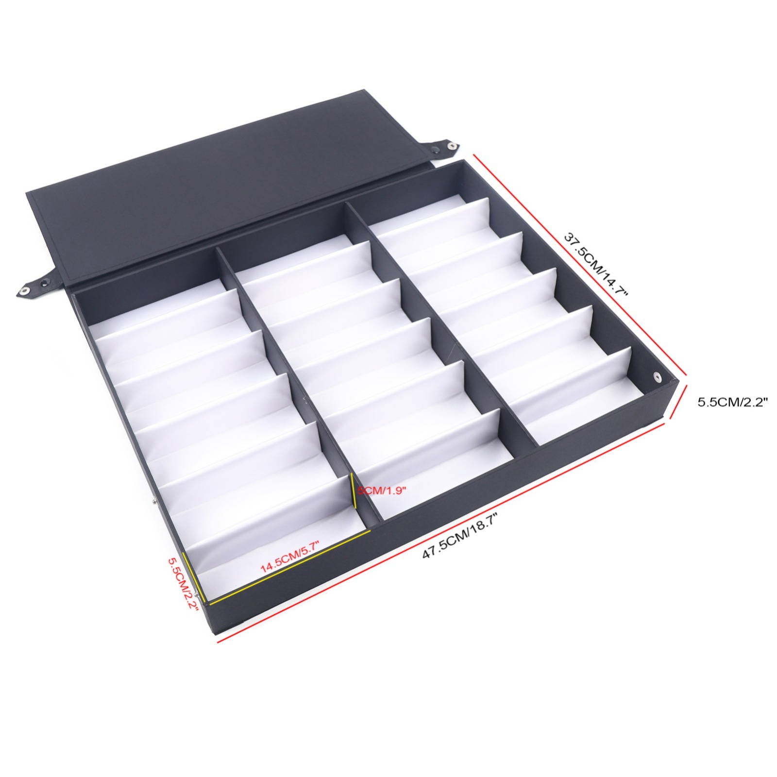 TEMU Étui de rangement et de présentation en bois pour lunettes à 18 emplacements, organisateur de lunettes tendance avec 18 compartiments, cadre en