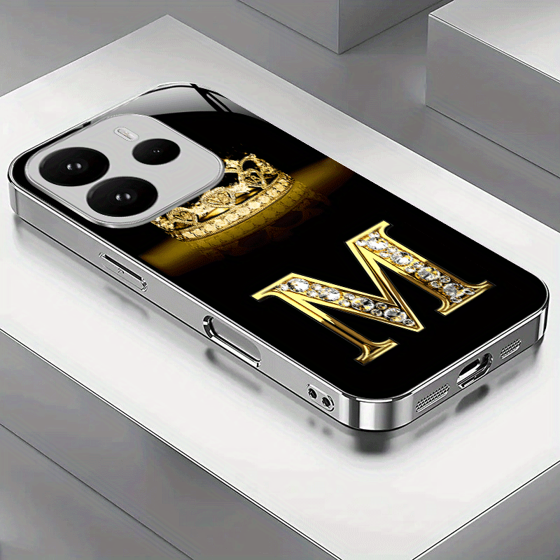TEMU Phone Case: Minimalist Letter M Electroplated Silver Phone Case For Xiaomi 14t Pro/redmi Note 14/note 14 Pro/note 14 Pro+/note 13/note 13