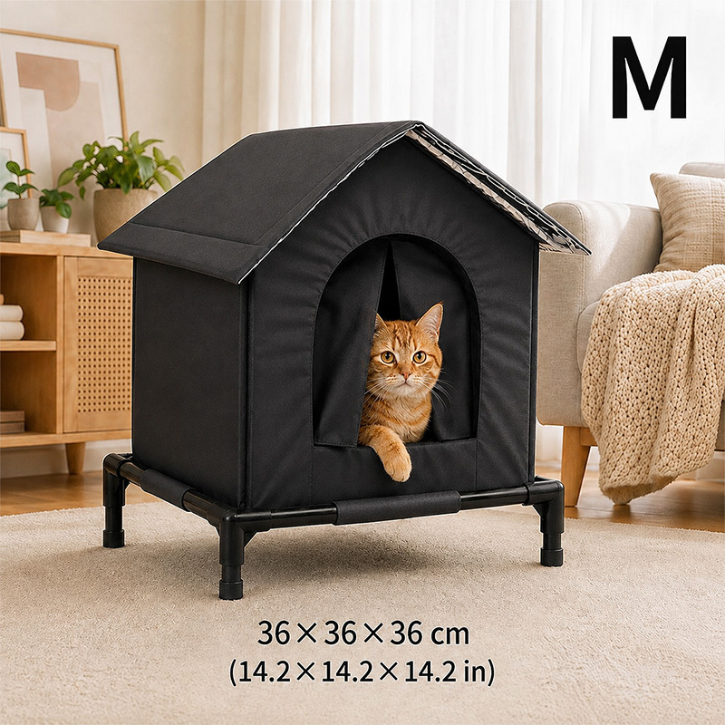 TEMU 1pc Outdoor Cat House Made Of Oxford Cloth, Providing Insulation And Wind Protection. Easy To Assemble, It A Warm And Comfortable Bed For