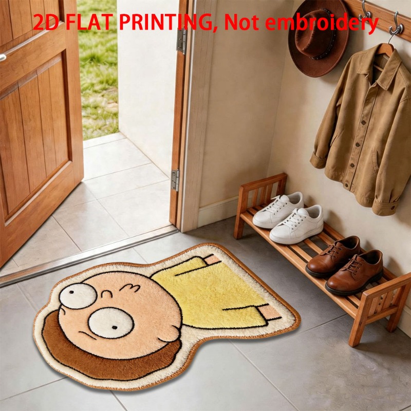 TEMU [2d Flat] Warner Authorized Morty Irregular-shaped Doormat, Suitable For Bedroom, Living Room, Garden, Kitchen, Bathroom, Anti-slip Mat, Room