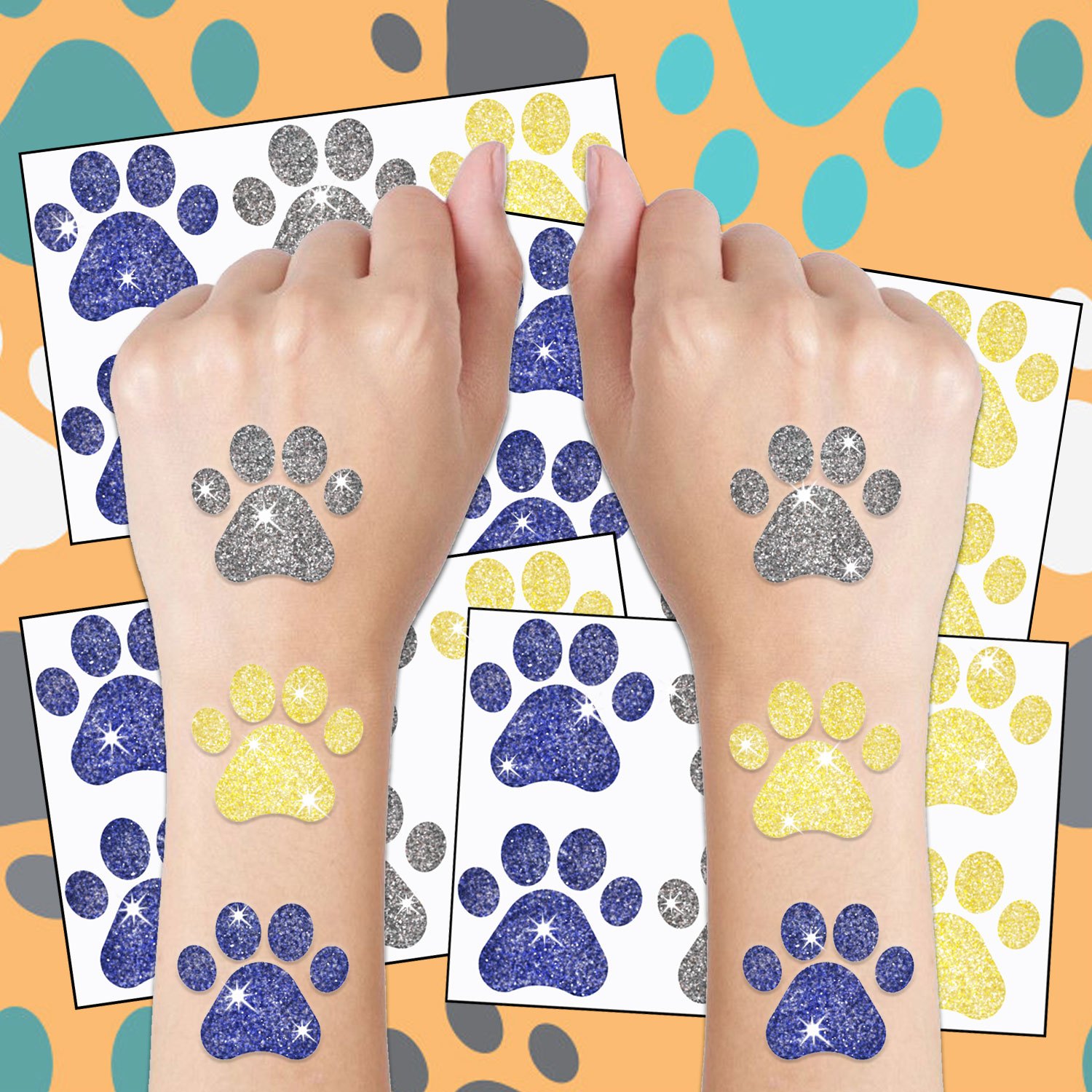Image of Of Glittery Temporary Tattoos Featuring Dog , Perfect For Pet-themed Birthday Party Decorations, Favors, And Gifts