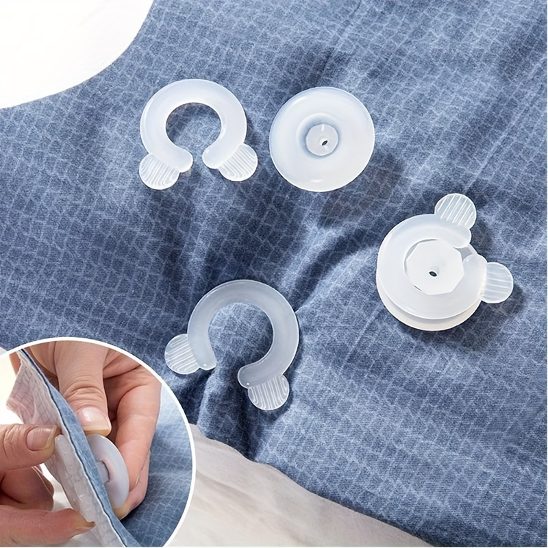 4 pairs transparent invisible comforter corner fasteners needle free secure holders for sheets curtains upholstery hand wash only details 0