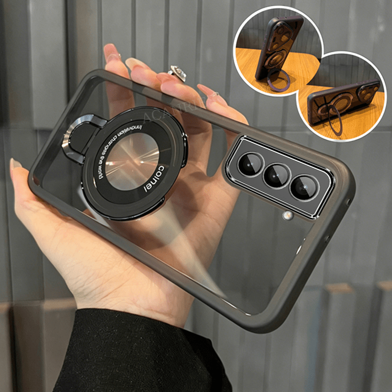 TEMU Phone Case - Acanries Case For Galaxy S21 5g/ S21 Fe/ S21 Plus 5g/ S22 5g/ S22 Plus With Magnetic Fold Holder Luxury Girl Man Transparent Soft