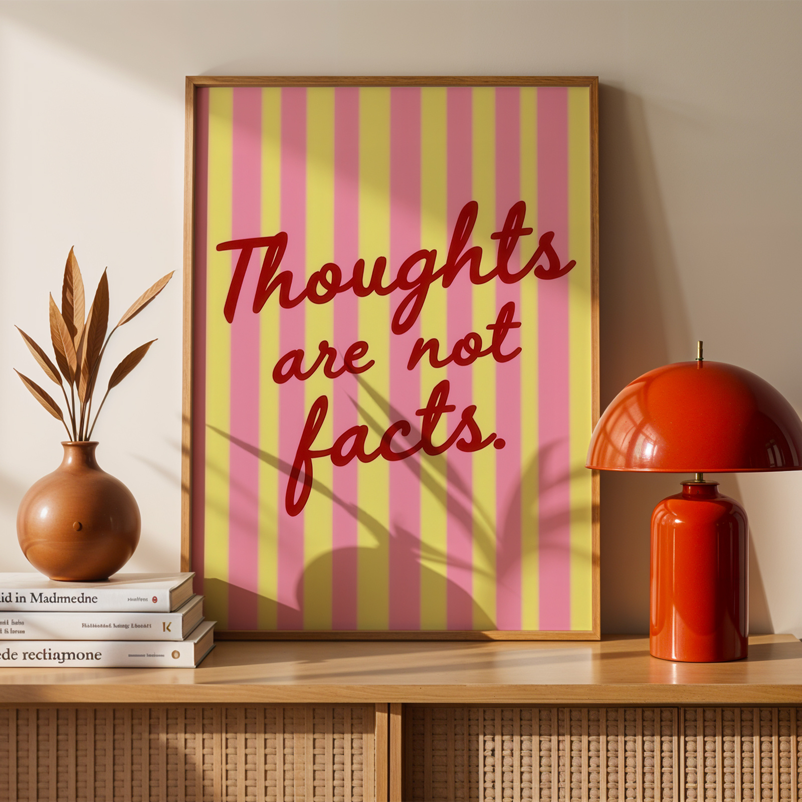 E-shop 2D Flach, 2D Flach, ., Wandkunst, Vintage Poster, Gelb Rosa Streifen Einfaches Slogan Leinwandgemälde, Motivierende Zitate zur psychischen
