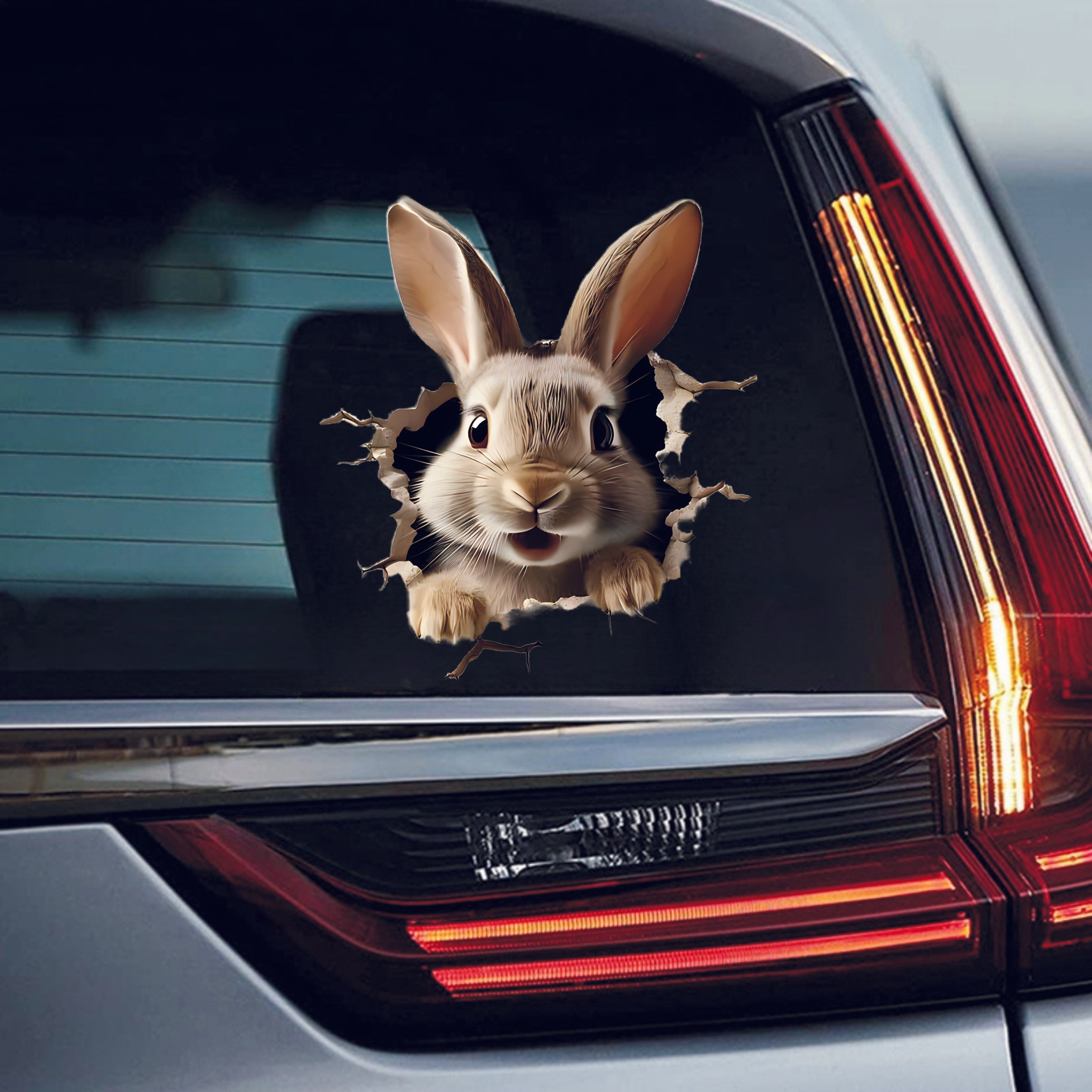 

Adorable 3d Rabbit Vinyl Sticker - Waterproof, Design For Cars, Laptops, Luggage & More - Cartoon Bunny With Look, Vehicle Decals | Realistic Fur Texture | Selfadhesive Sticker