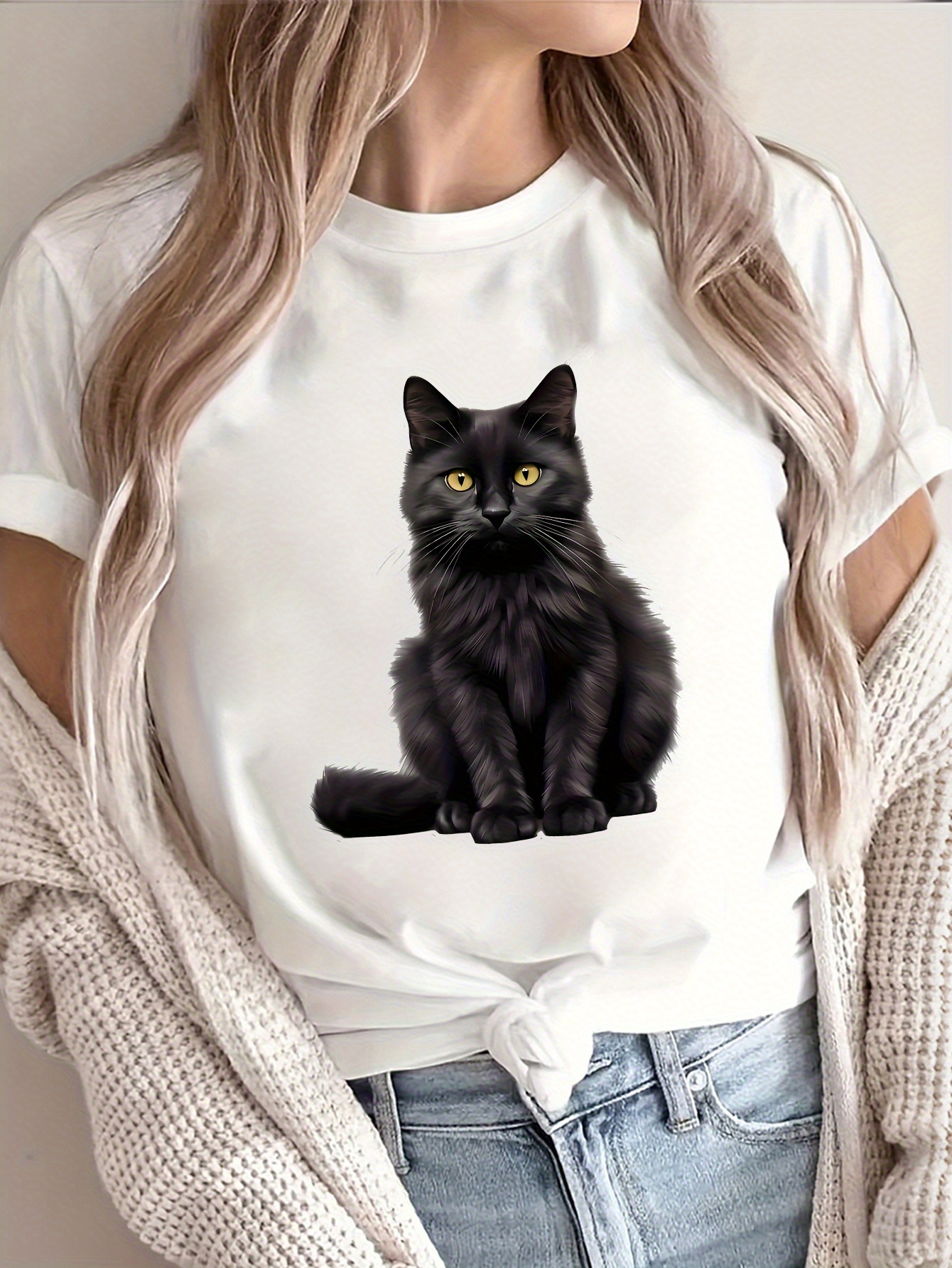 black cat shirt sold on Temu Canada