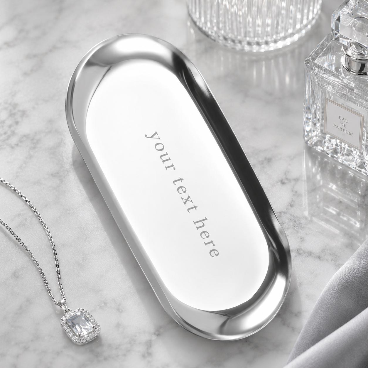TEMU Custom-made Non-tray, Oval-shaped Jewelry Tray, Stainless Steel Material, Small Tray For Storing Necklaces, Rings, And Bracelets, Jewelry Boxes