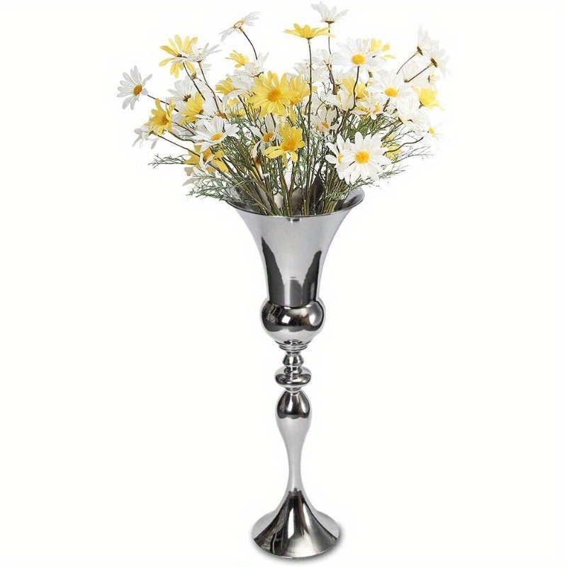TEMU Vase, Flower Vase, 74 Cm Height, Trophy Vase, Decorative Vase, Silver Table Decoration, Vase, Flower Vase, Decoration For Wedding, Engagement,