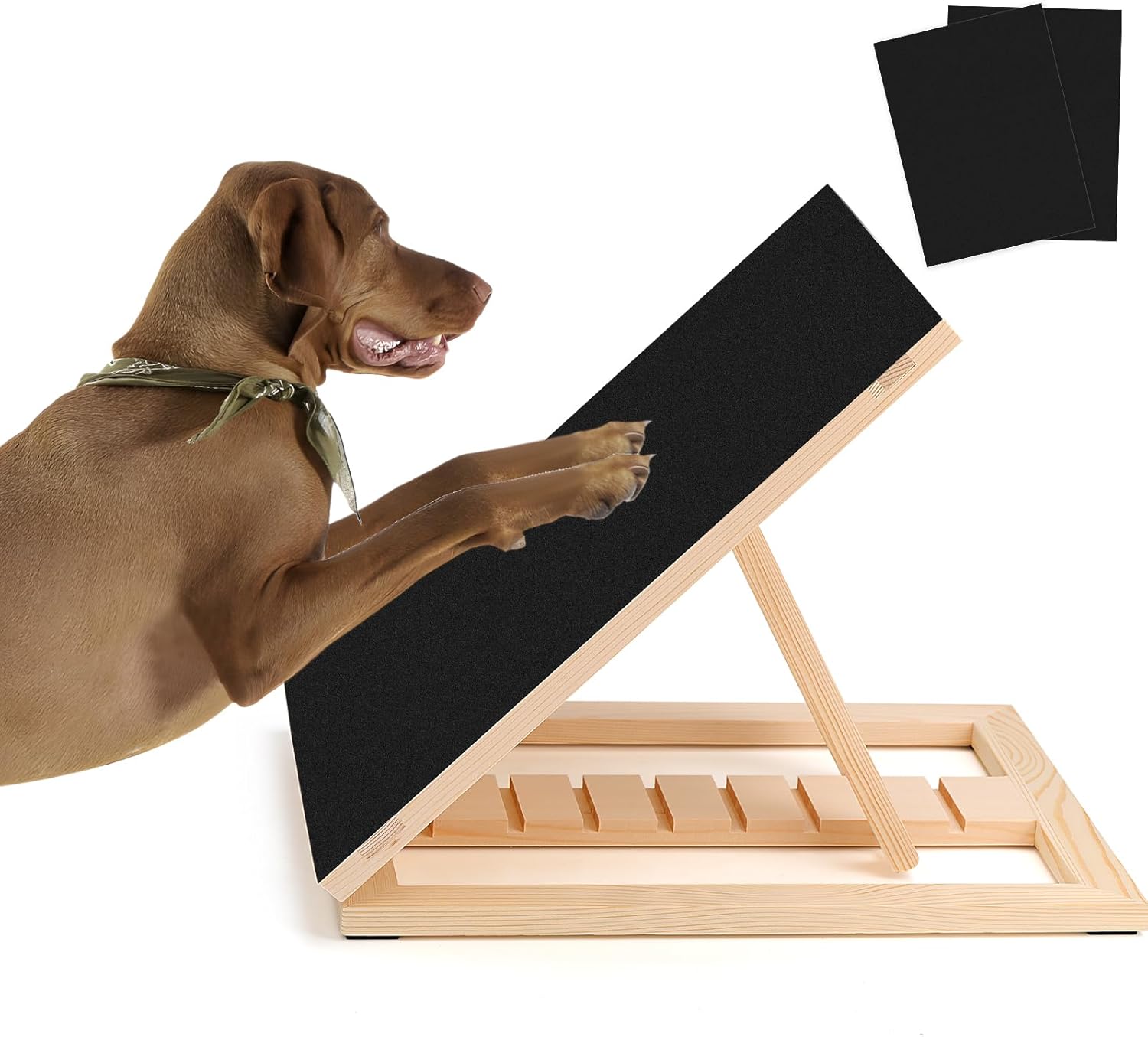 Dog Nail Scratch Pad with Sandpaper Filing Replacement Sandpapers Included and Non-Slip Pad, Scratch Board Trimming Tool Alternative to Dog Nail Clippers and Grinders(Without Treat Box)