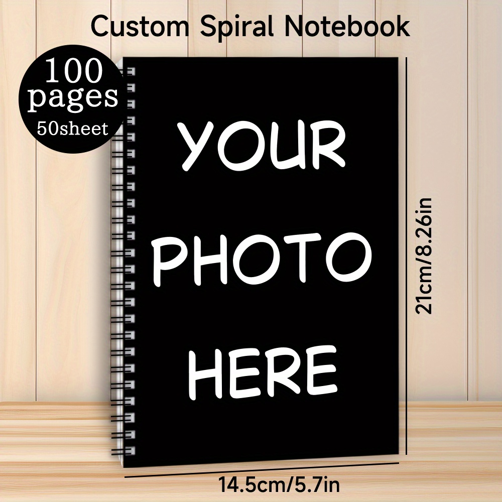 E-shop 1 Stück Personalisiertes Notizbuch mit Foto & Logo – Cover mit eigenem Bild/Logo, liniert, geeignet für Schule, Büro, Journaling, Geschenk für