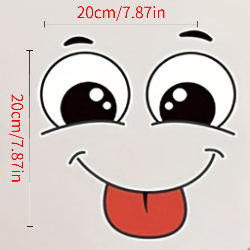 Image of 7 X 7.9 Inches Cute Face Stickers, Trash Can Storage Box, Cabinet Door, Refrigerator, Washing Machine, Home Decoration, Stickers
