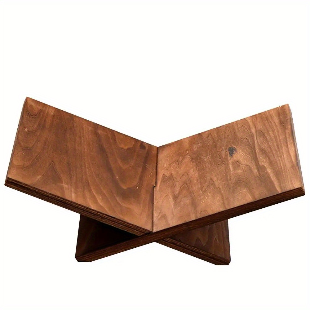 TEMU 1pc Elegant Wooden Book Display Stand With Crossed Frame - Ideal For Coffee Tables, Textbooks, And Magazines - Natural , , Bookshelf