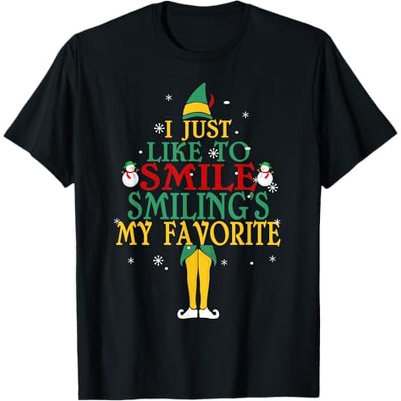 

Smiling Men Women T-shirt, Suitable For Christmas Parties, 100% Cotton, S - Xxxl, Black