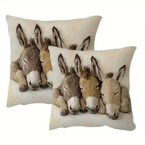 1pc cute sleeping donkey design pillowcase polyester single sided print sofas and home decor design textured fabric 18x18 inches no pillow insert