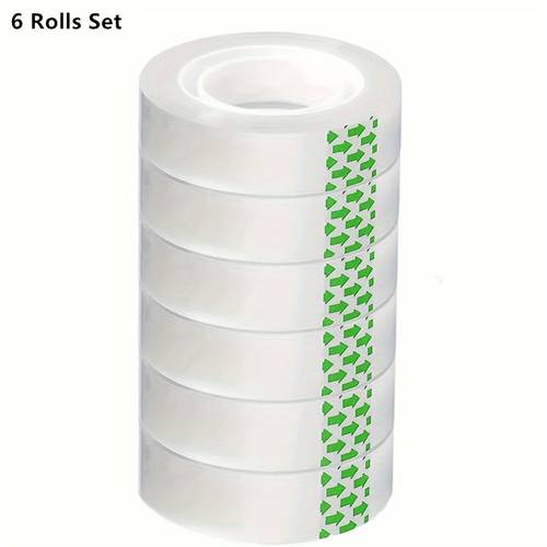 6 rolls of stationery tape white transparent tape glassine tape suitable and home transparent refill tape