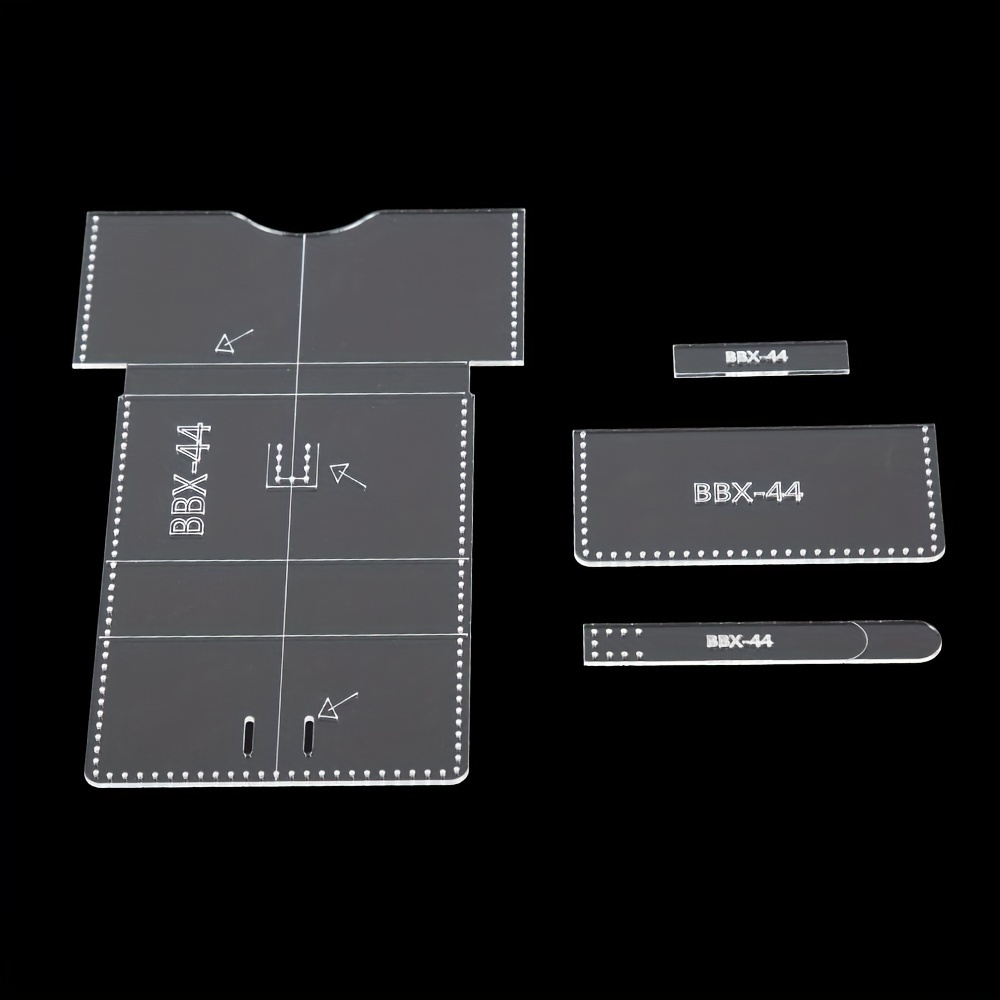 TEMU Set Of 4 Acrylic Wallet Templates For Leather Card Holder Sewing Patterns - Transparent Large Capacity Craft Tools