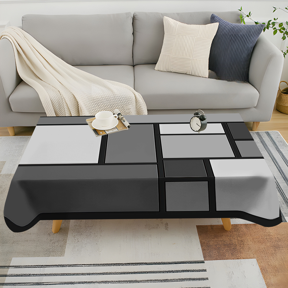 TEMU 1 pieza de mantel de estilo europeo con geométrico sencillo en de grises, cubierta de mesa cuadrada para uso doméstico, mantel de comedor,