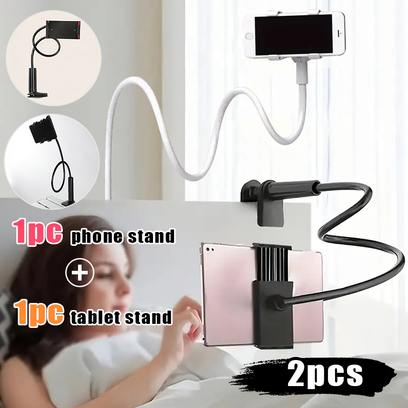 2pcs Bedside Phone Holder - Mobile Phone, Tablet Desktop Stand, Flexible Wrapped Arm, 360 Degree Adjustable Clamp, Phone Holder, Lazy Holder, Flexible Long Arm Clamp Mount, Convenient, Lightweight, Multiple Folding.