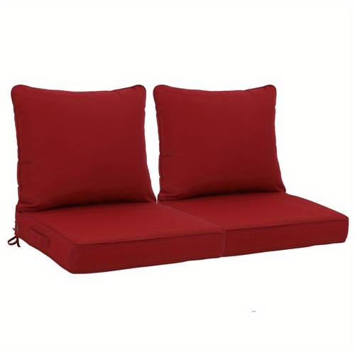 24x24 inch outdoor deep seat cushion set waterproof faderesistant patio furniture cushions with removable covers adjustable straps handles for chairs sofa couch 2piece red