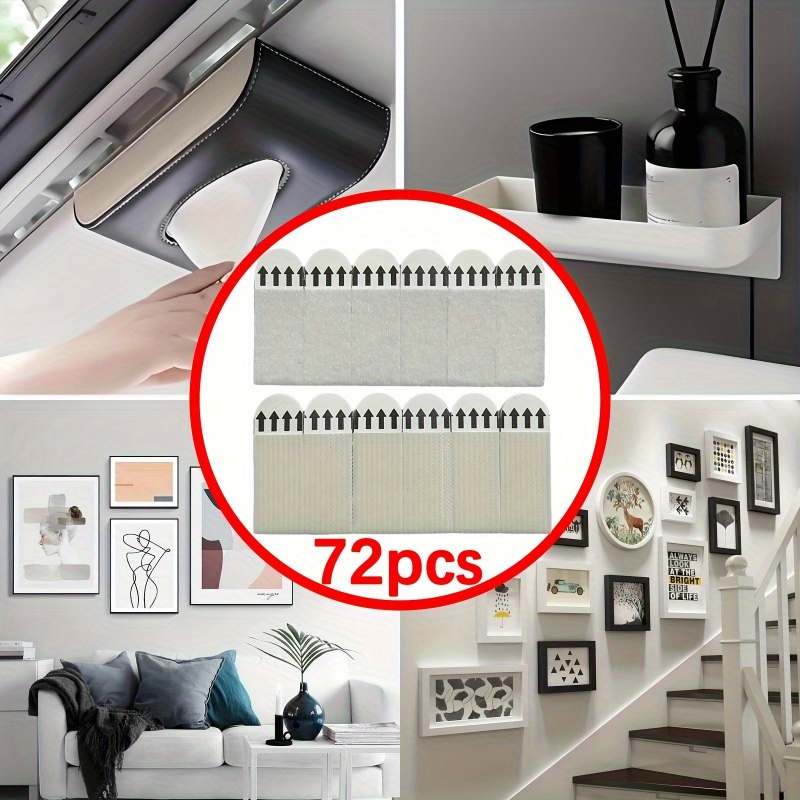 TEMU 72pcs Of Heavy-duty Polyurethane Sling - Non-destructive Adhesive Ring, Suitable For Gypsum Board, Perfect For Photos And Christmas Decoration,