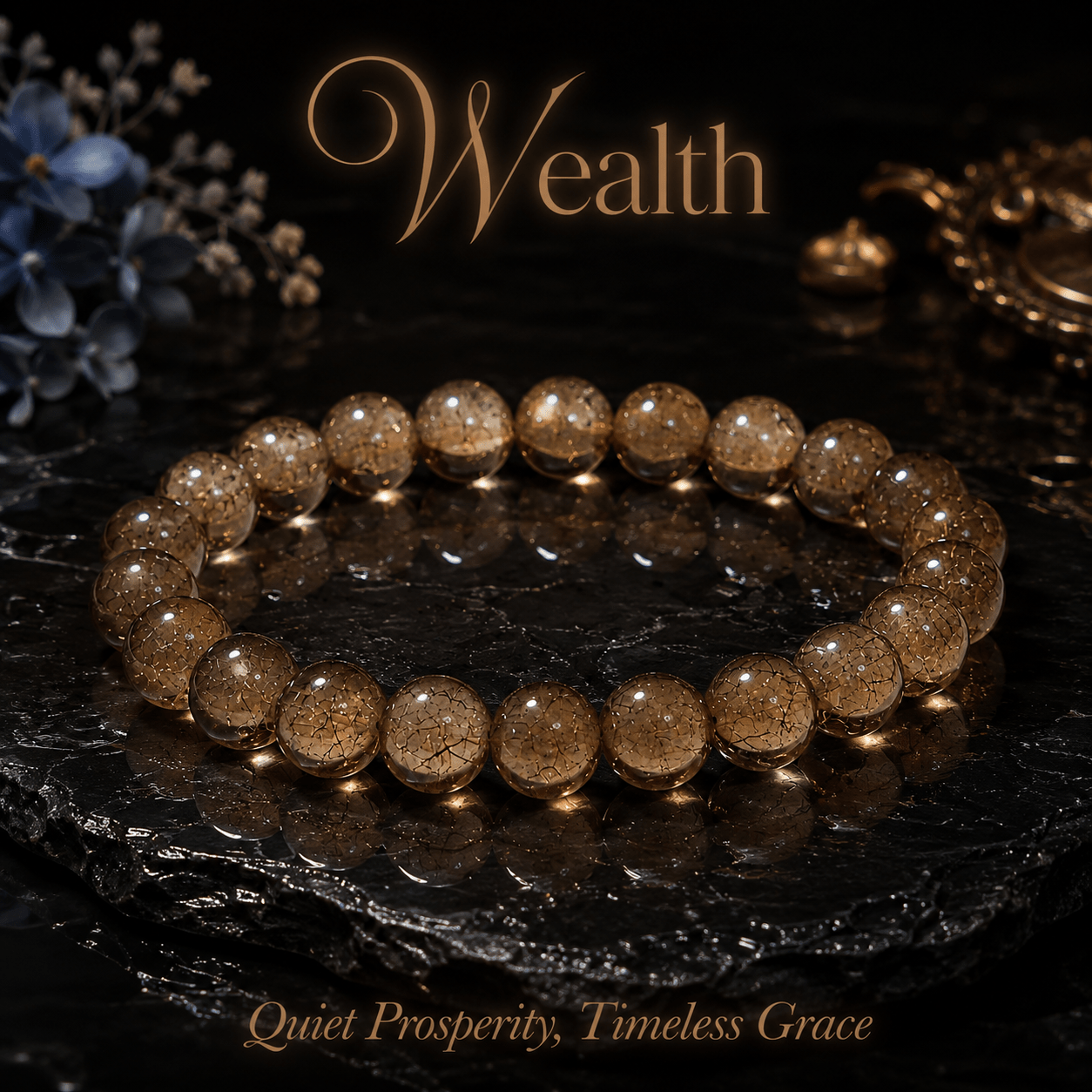 TEMU 1pc Wealth Bead Bracelet, Made Of Tea-colored Transparent Beads, Bohemian Style, Attracting And , , Suitable For Daily Wear, Unisex, Gift For ,
