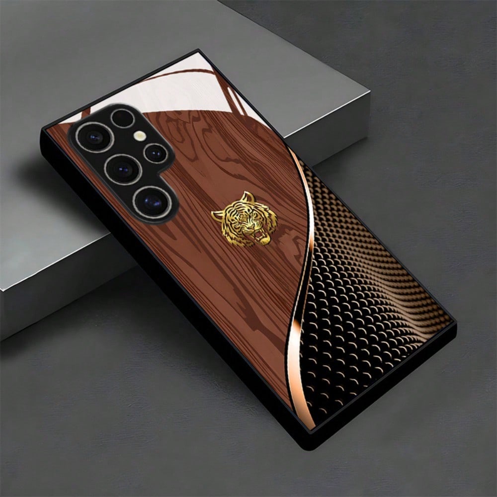 Image of Phone Case: Phone Case - Brown Texture Pattern Glass Phone Case Cover For Iphone 17/16/15/14/13/12/11/plus/pro/pro Max/17 Air And Galaxy S26/s25/s24 Plus/s23/s22/s21 Ultra
