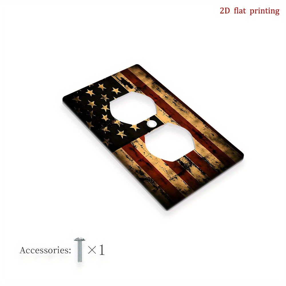 TEMU 1pc American Flag Light Switch & Receptacle Wall Plate - 2d Flat Printing, -on Installation, No Wiring Needed, Durable Decorative For Bedroom,