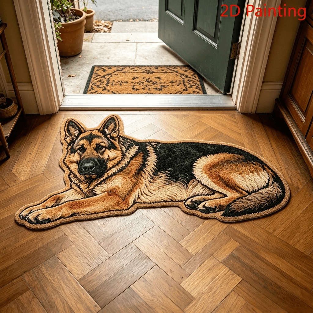 TEMU 2d Flat, 1pc Velvet 850g/ã¡ 9mm Bathroom Anti-slip Mat, Thin Plush 2d Printed Non-long Pile, American Ins-style Entryway Anti-slip Rug, Simulate