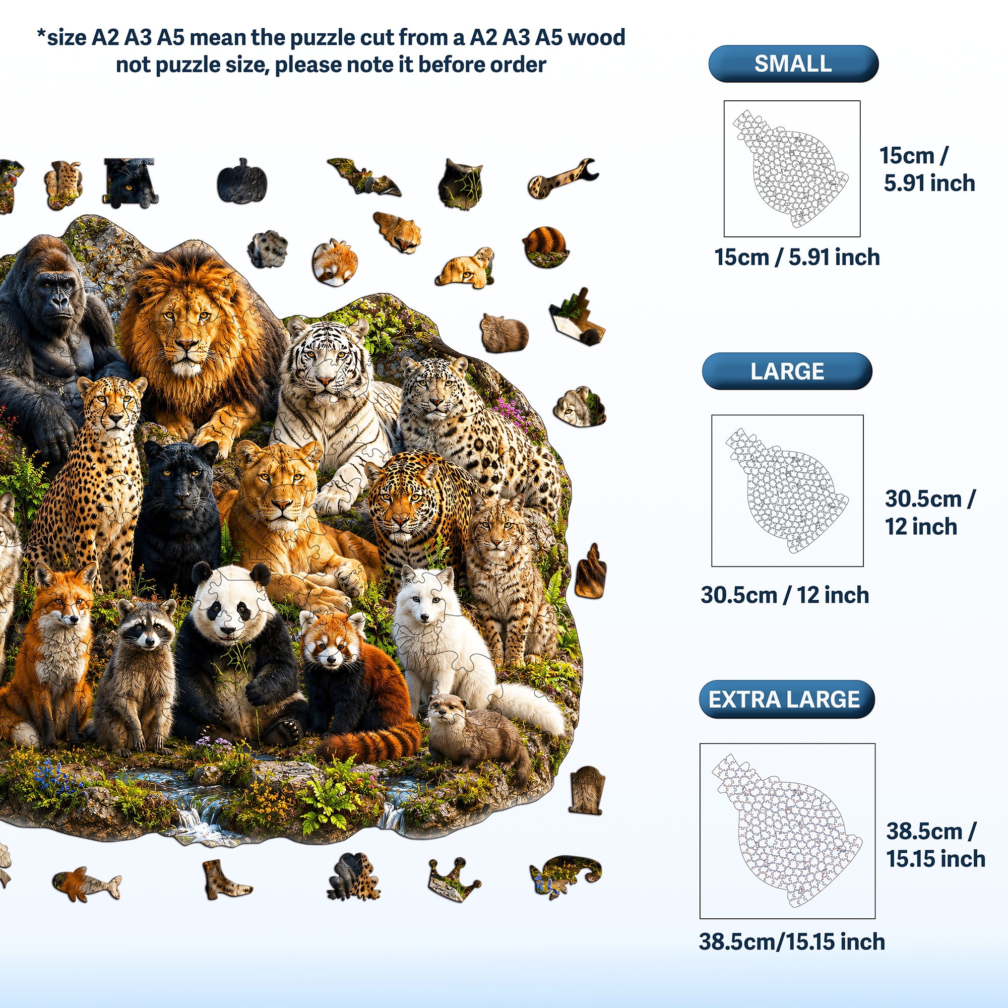 Wild Animal Family Flat Wooden Puzzle for Children