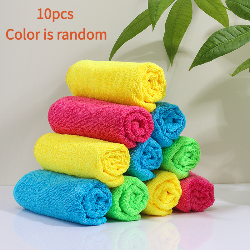 TEMU 10pcs Random Color Cleaning Towels Household Lint Wipes High Absorbency Dish Cloths Glass Cleaning Home Drying New Year Cleaning Set