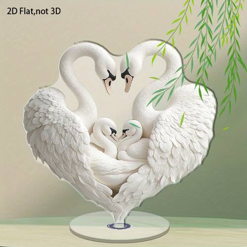 2 2d vlakke jaarwissel nieuwjaarscadeau, valentijnsdag, pasen, verjaardagscadeau, bruiloft, huisdecoratie ornament 2d vlakke elegante familie hartvormige decoratie - volwassen en eendje combinatie roterende desktop ornament,