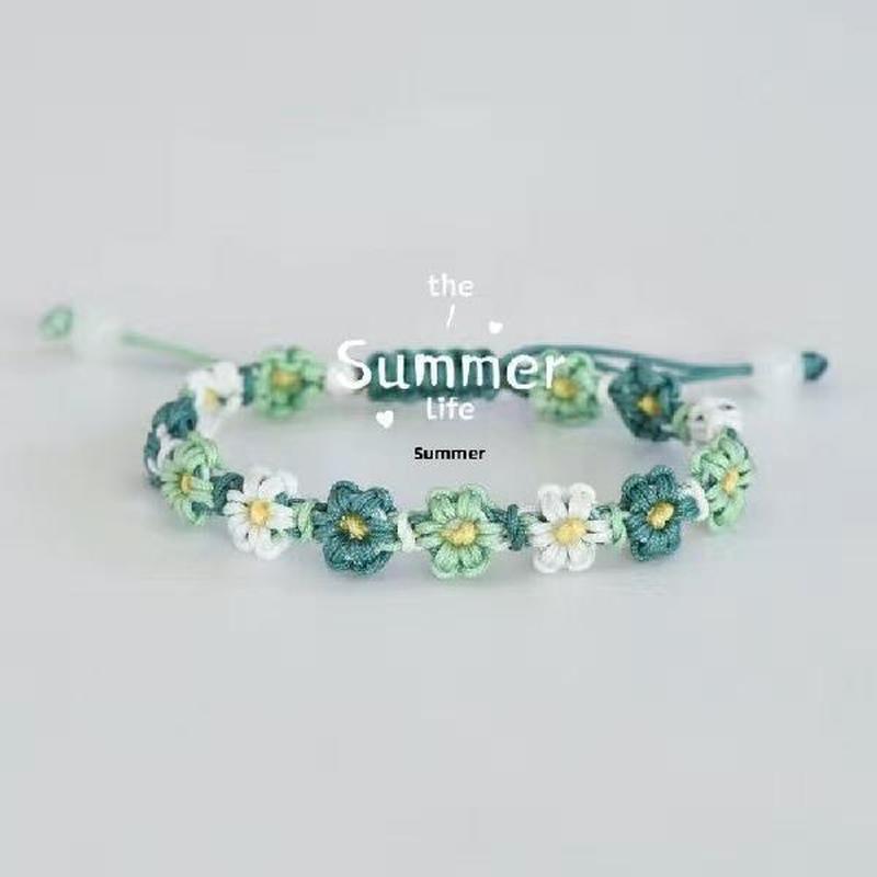 TEMU Pulsera de colgante de margarita colorida degradada tejida a , flores que cambian de color, estilo de elegante, adecuada para todas , ideal para