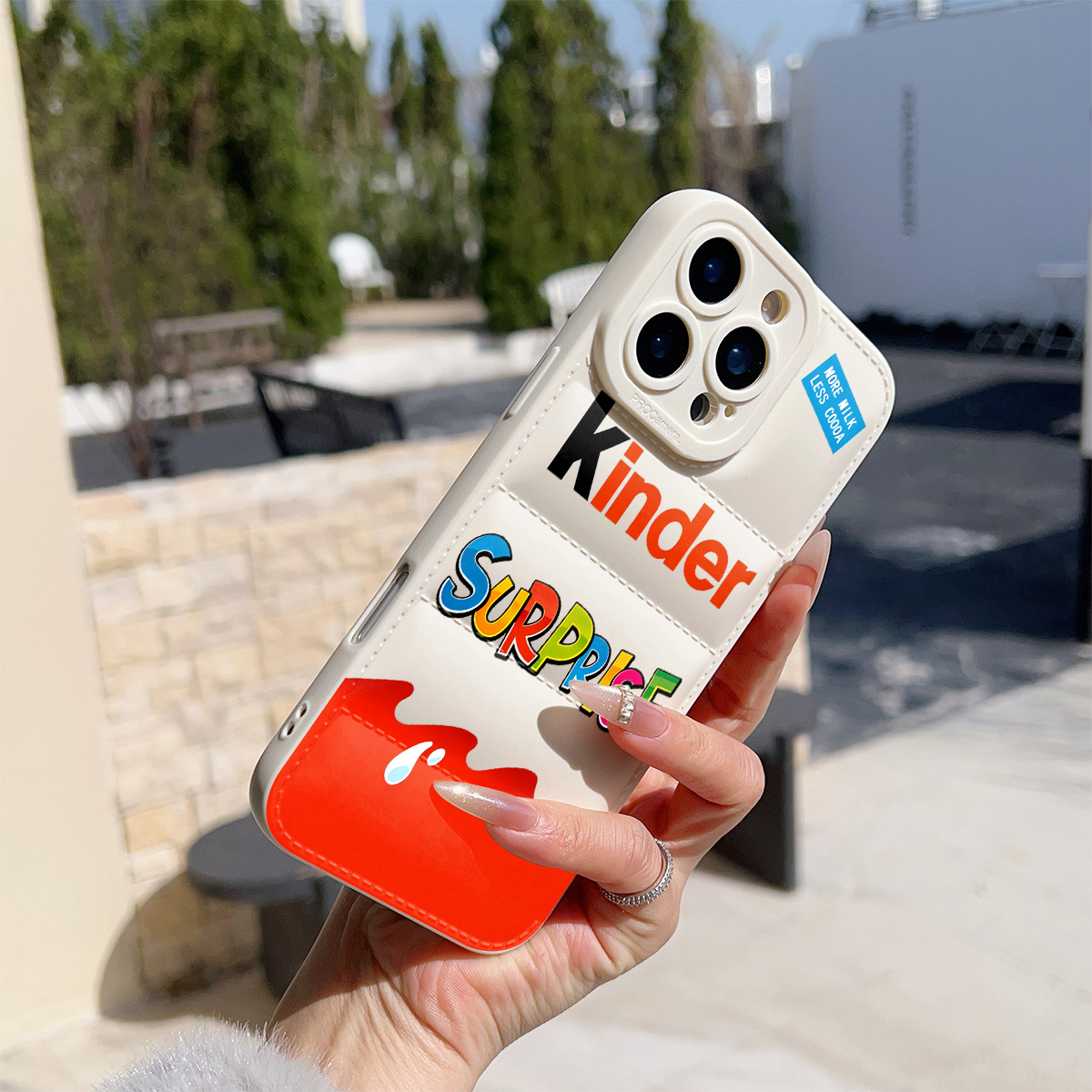 TEMU Phone Case - 2d Flat Printing, Surprise English Pattern Down Jacket Protective Case, Comfortable Touch, Anti-slip And Shockproof, Suitable For