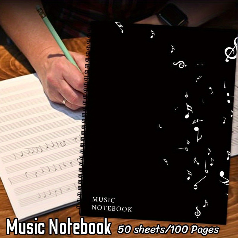 Music Notebook 50 listov/100 strani - prazna listina za rokopis, papir za glasbeno prakso, sestavo in poučevanje - idealno za študente,