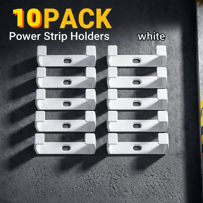 TEMU 10pcs/Support Fixe de Prise, Support de Prise Murale à Percer, Robuste et Durable, Organisateur de Câbles, Support de Multiprise avec Sangle de