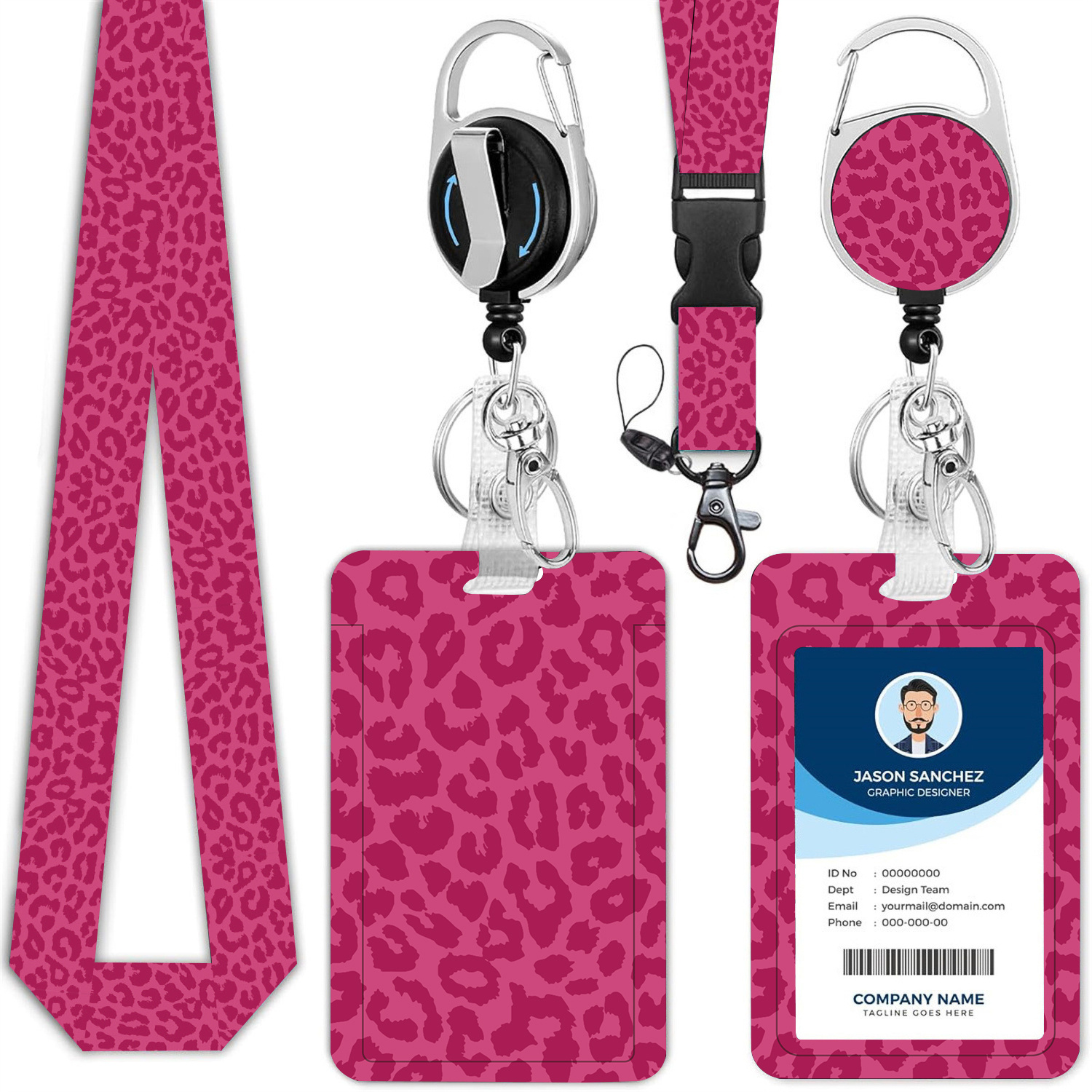 TEMU 2d Id Badge Set With Lanyard, Featuring A Retractable Badge Holder, Retractable Clip, And Detachable Neck Lanyard. —suitable For Women, Nurses,