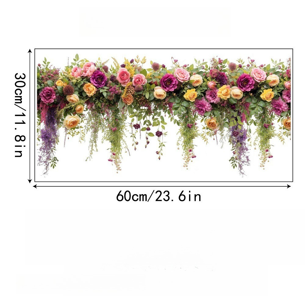 TEMU 【2D】バラのつるの花の群れが特徴的な2Dガラスステッカー。寝室のレーション用の粘着ウィンドウデカール、接着剤不要の静電気壁装飾ステッカー
