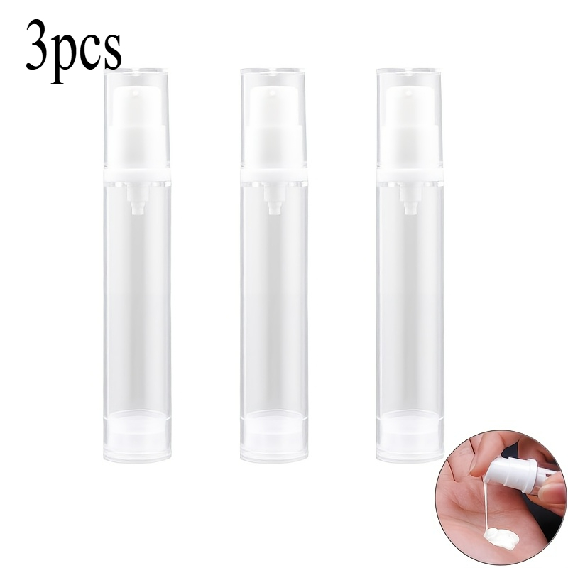 TEMU 3pcs 10ml Vacuum Pump Bottles - Clear, Phthalate-free Cosmetic Containers For Diy Foundation, Skincare, And Makeup - Reusable And, Diy Skincare