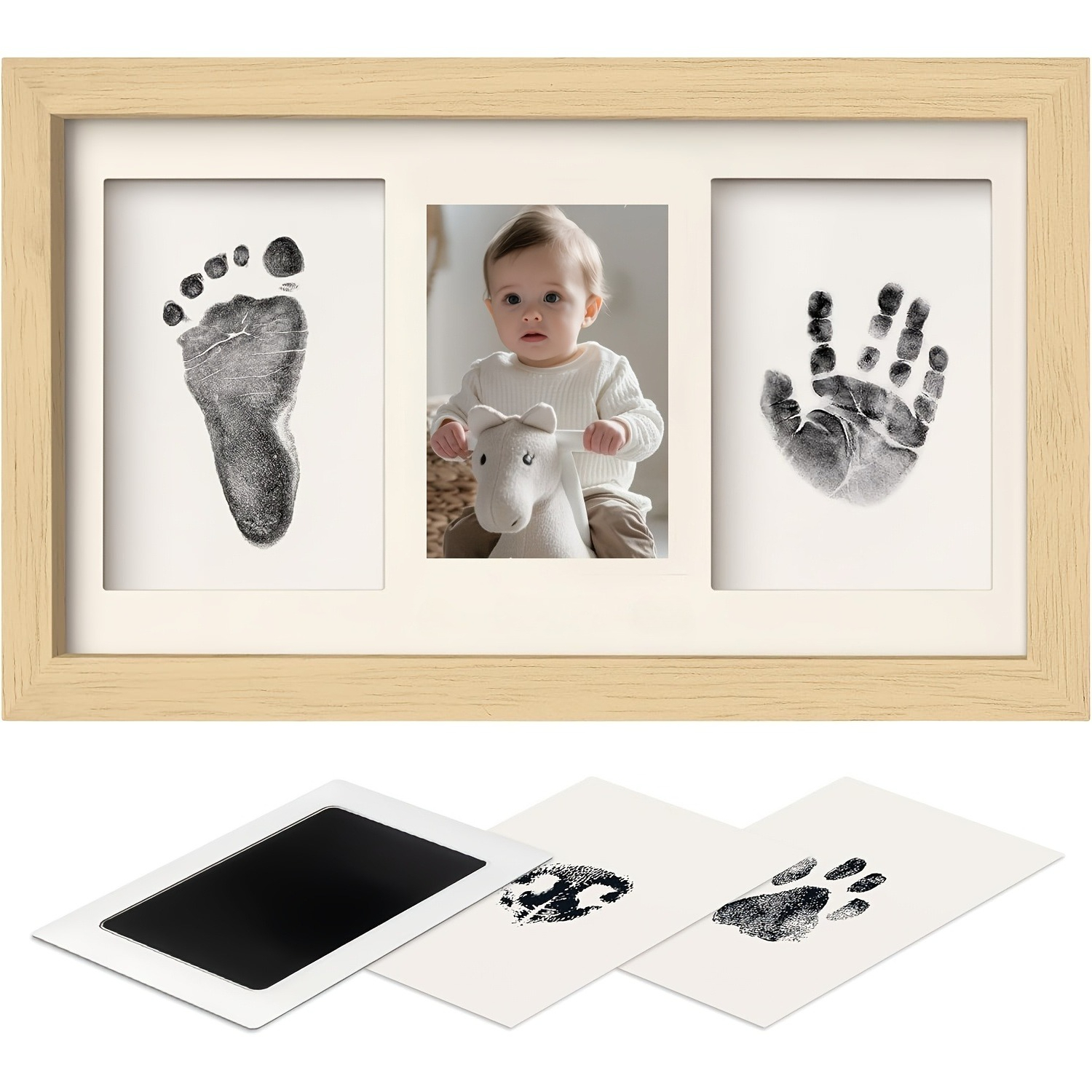 Image of Decorative Photo Frame, Ink Hand And Footprint Kit, Boy And Girl Keepsake - No Mess Ink Pad Handprint, Clean Touch Paw Print Kit Dog Frame, Shower Gift