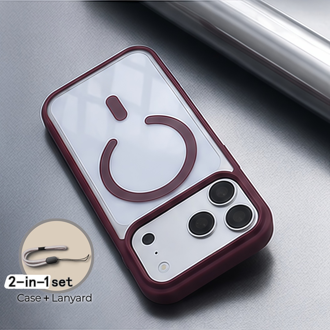 TEMU Phone Case: 2pcs (1 Case + 1 Lanyard) Luxury Transparent Magnetic Anti Drop Phone Case Suitable For Iphone Air Iphone 18 17 16 15 14 13 Pro