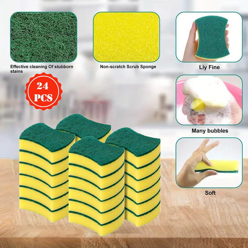 10pcs 12pcs 24pcs   magic dishcloth cleaning sponge scouring pad square rag minimalist style rag sink or kitchen stove cleaning cloth antibacterial washable cleaning brush kitchen supplies kitchen cleaning tools details 3