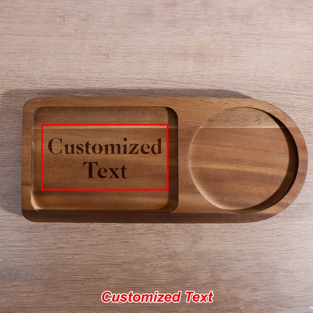TEMU 1pc Custom Personalized Laser-engraved Tea Tray, Perfect For Trays, Coffee Shop Desserts, Snacks, And Afternoon Tea Trays. For Weddings,