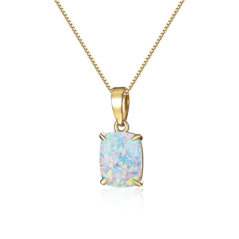 An Elegant Rectangular White Synthetic Opal Necklace With Kc Golden Plated, Perfect For Parties, Gatherings, And Festivals, Suitable For .