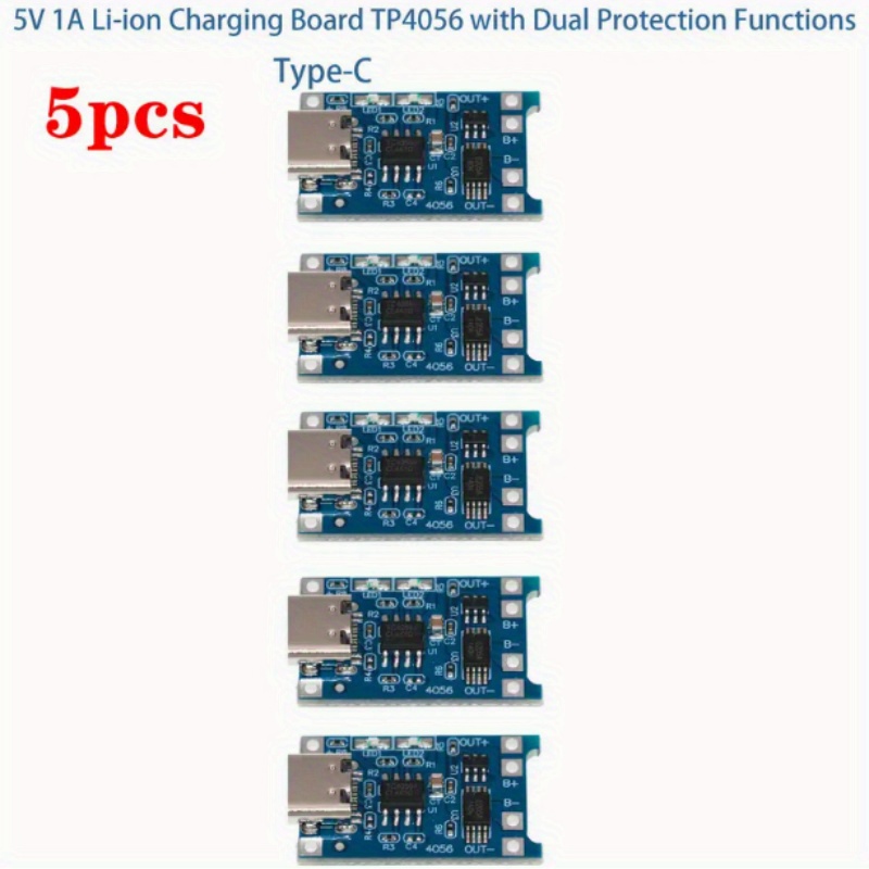 5pcs   charging module with battery protection 18650 bms 5  usb type c 1a 18650 lithium battery charging board