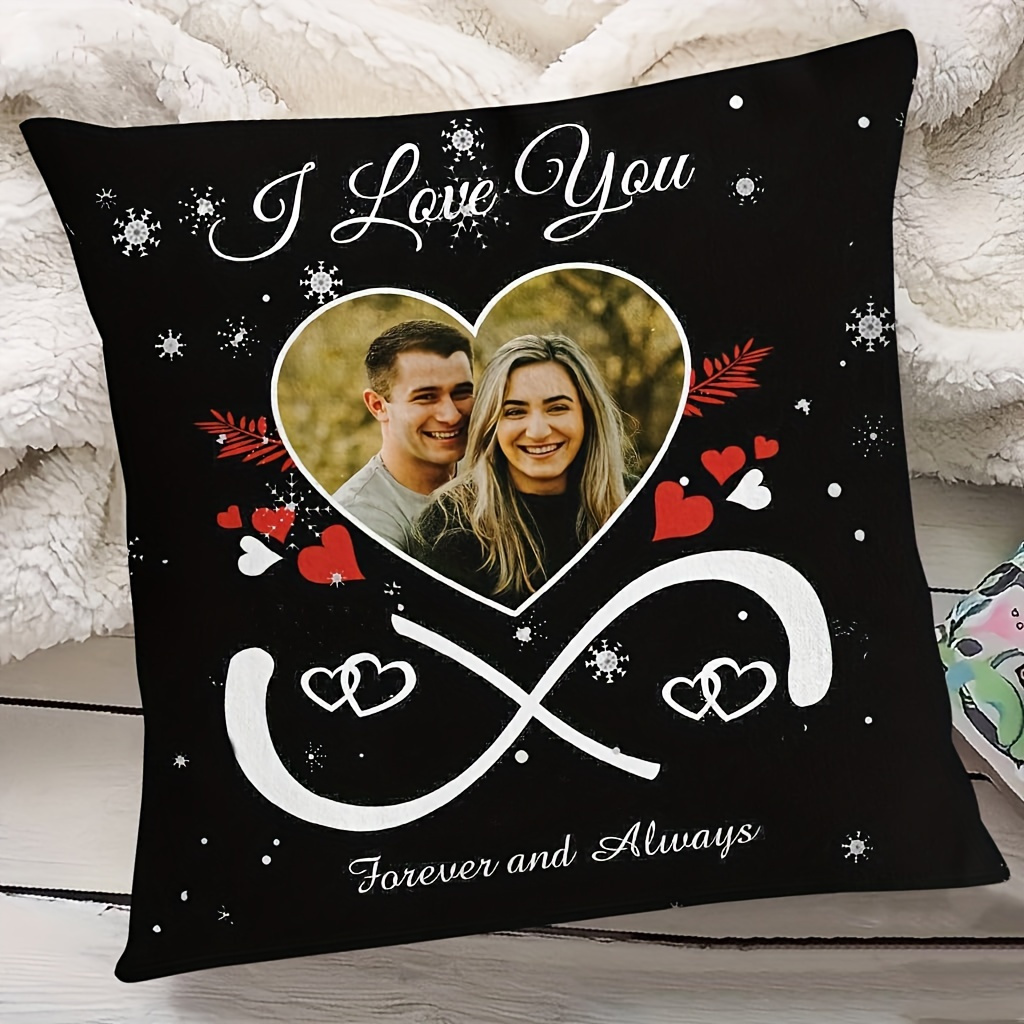 TEMU 1 Custom Photo Heart-shaped Pillowcase, A Personalized Romantic Gift Suitable For Couples, Father's Day, Anniversaries, And Valentine's Day--