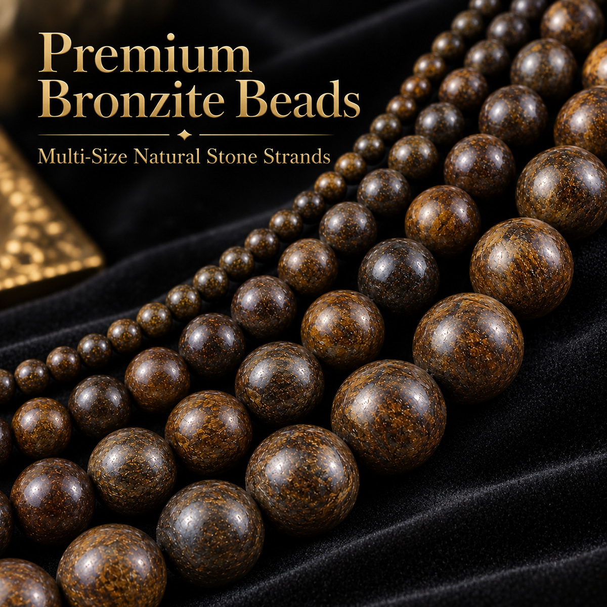Natural Bronze-Gray Stone Round Loose Beads for DIY