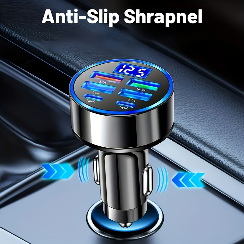 LAN XUN Ultra-Fast Dual PD USB& Type-C Car, 12-24V Quick Charge with Digital Display and Overcharge Smartphones, Portable