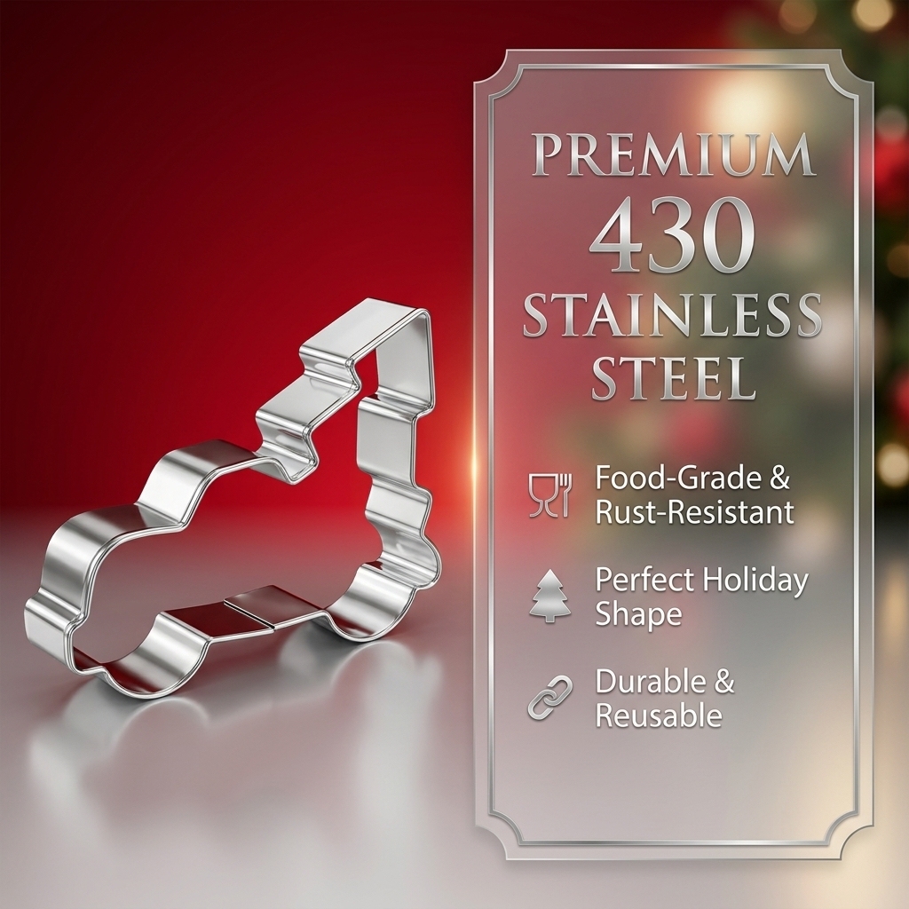 TEMU 1 poignée de cookie de sapin de Noël pour camionnette - Camionnette avec de sapin de Noël, moule de cuisson de fêtes en acier inoxydable 430,