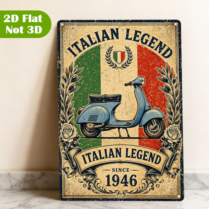 TEMU 1pc Signs, Retro Design Metal Plate Wall Art Print, Italian Pride Plate Sign, Vintage Scooter Sign Decorative Painting, Sign, 20x30cm
